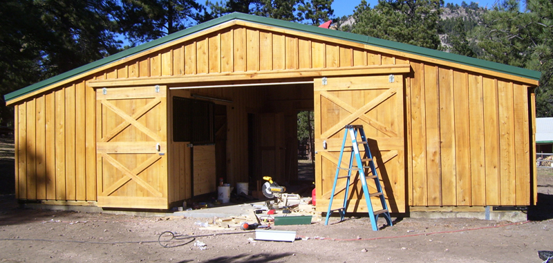 An open barn stable under construction to add more safety features.