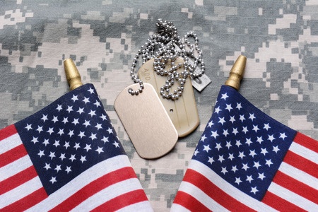 dog tags and american flag