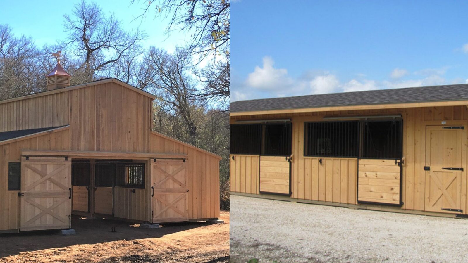 side by side of shedrow vs. aisle barn