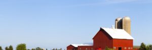 American Country Farm With Blue Sky