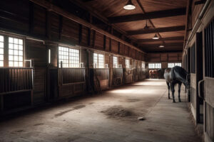 A stable with well-groomed horses.