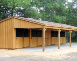 shedrow horse barn with overhang